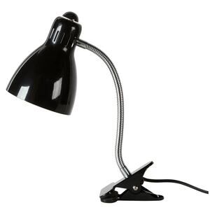 Mainstays Gooseneck Desk Lamp Black Silver Metal Corded Clip-on LED Bulb
